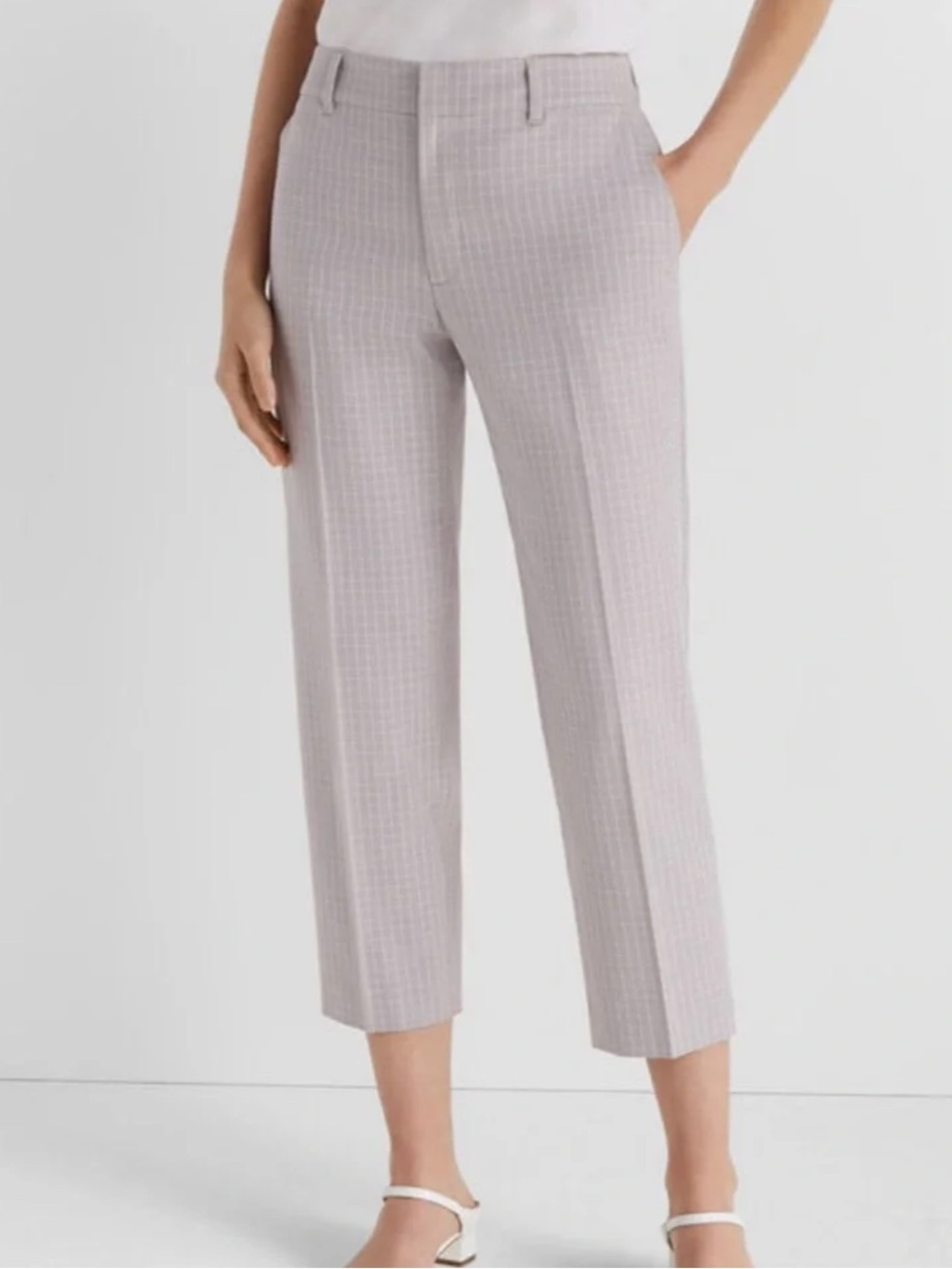 Club Monaco Light Gray Pinstripe Cropped Trousers